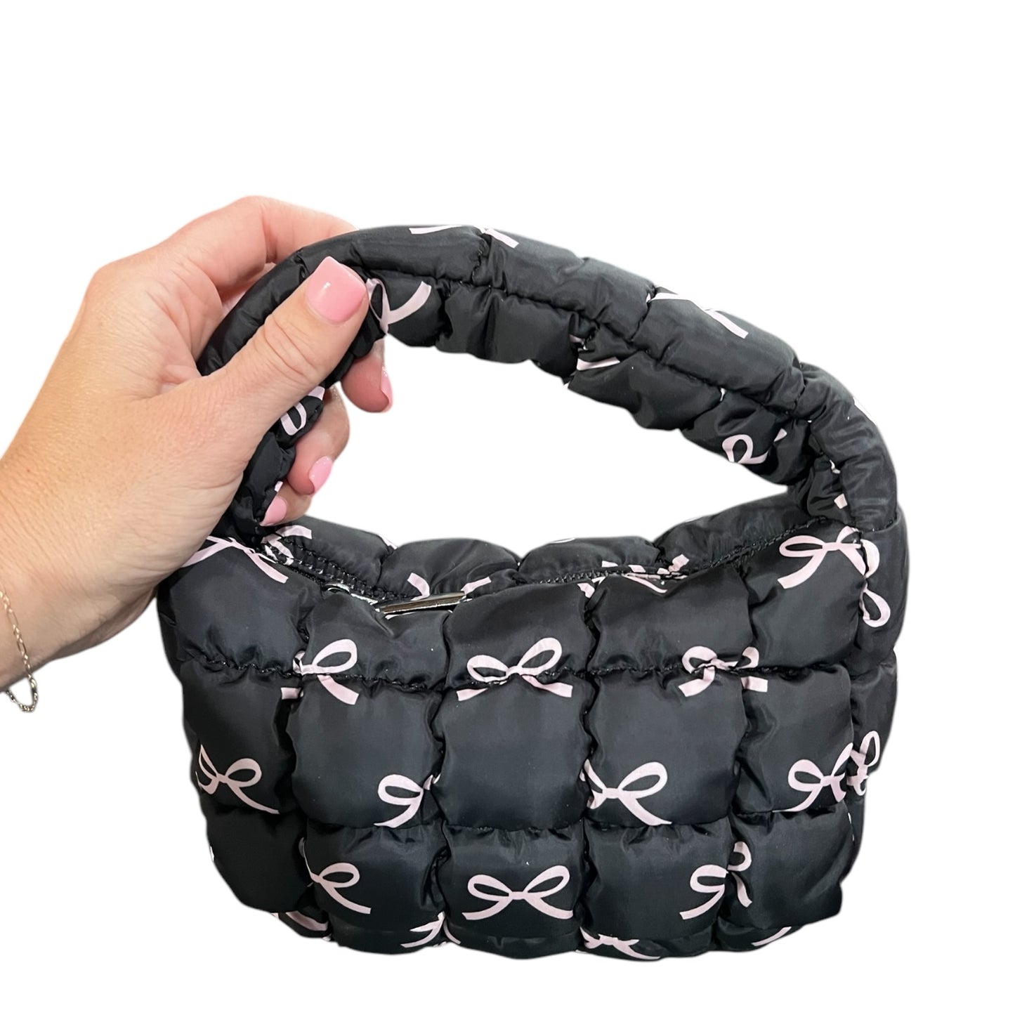 “Madison” bubble ruched clutch