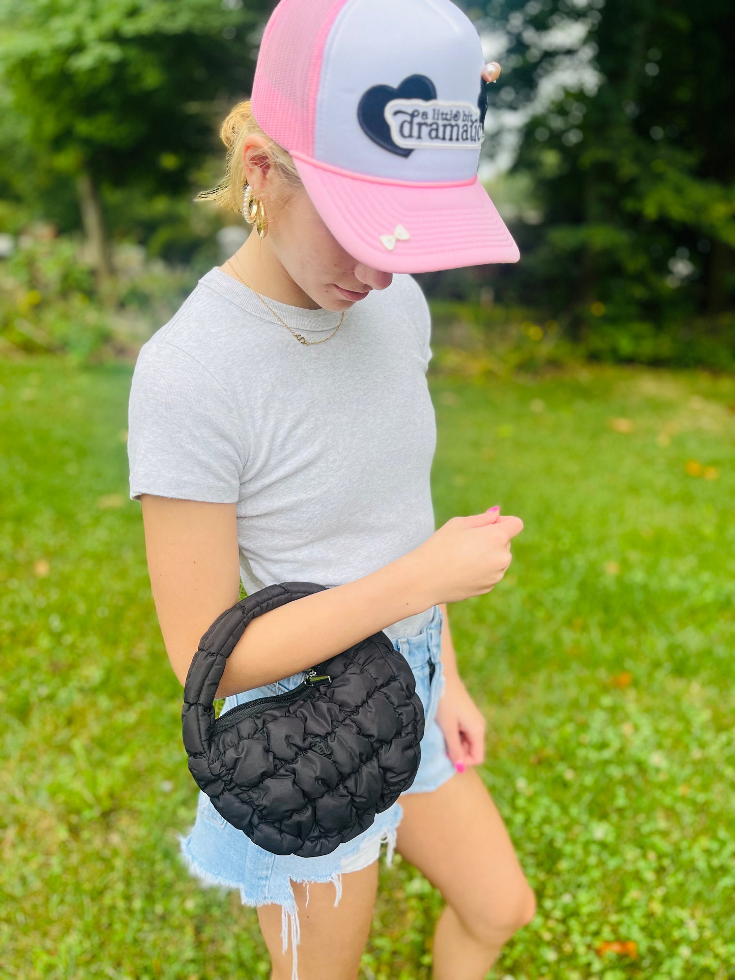 “Madison” bubble ruched clutch