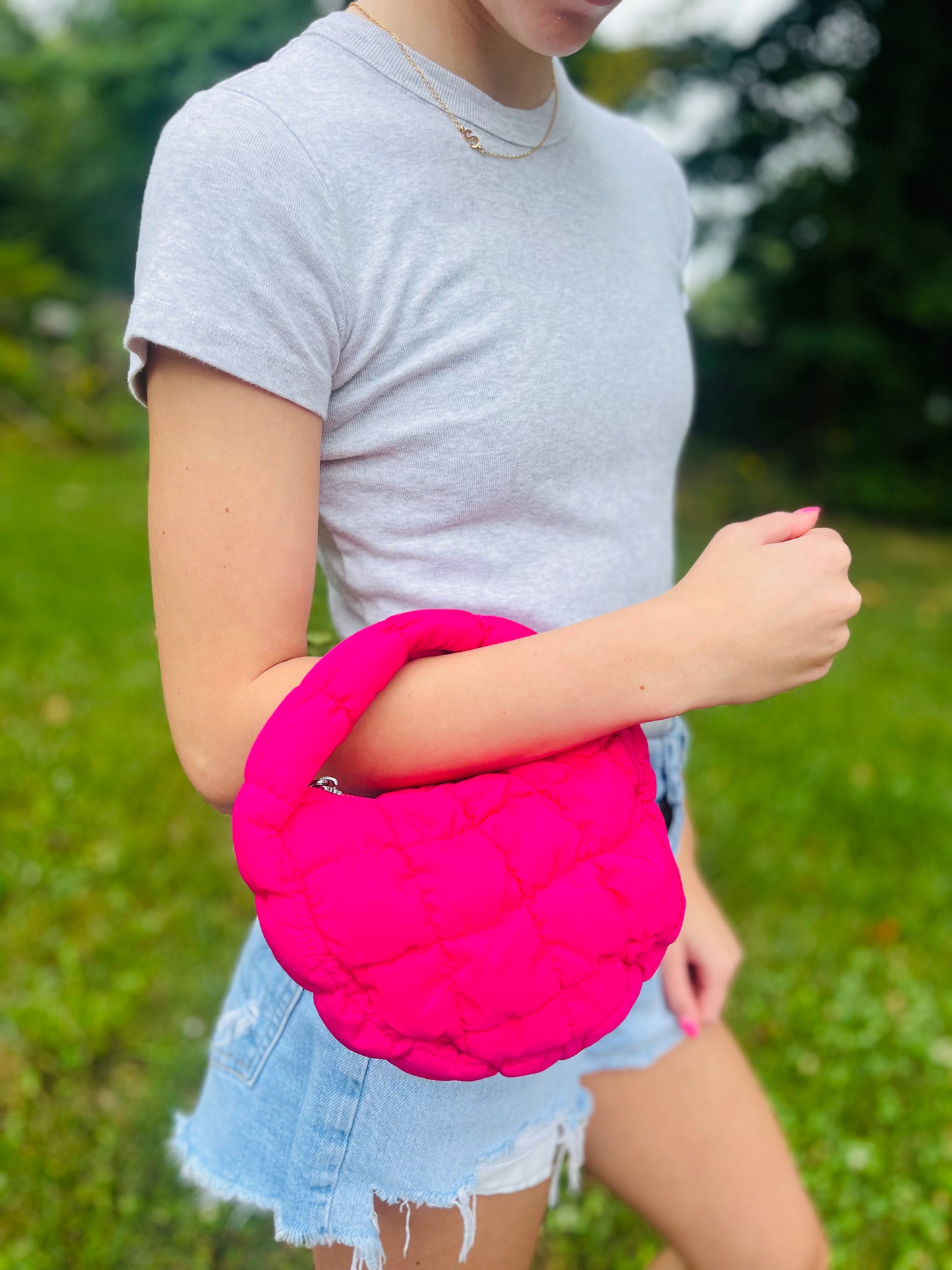 “Madison” bubble ruched clutch