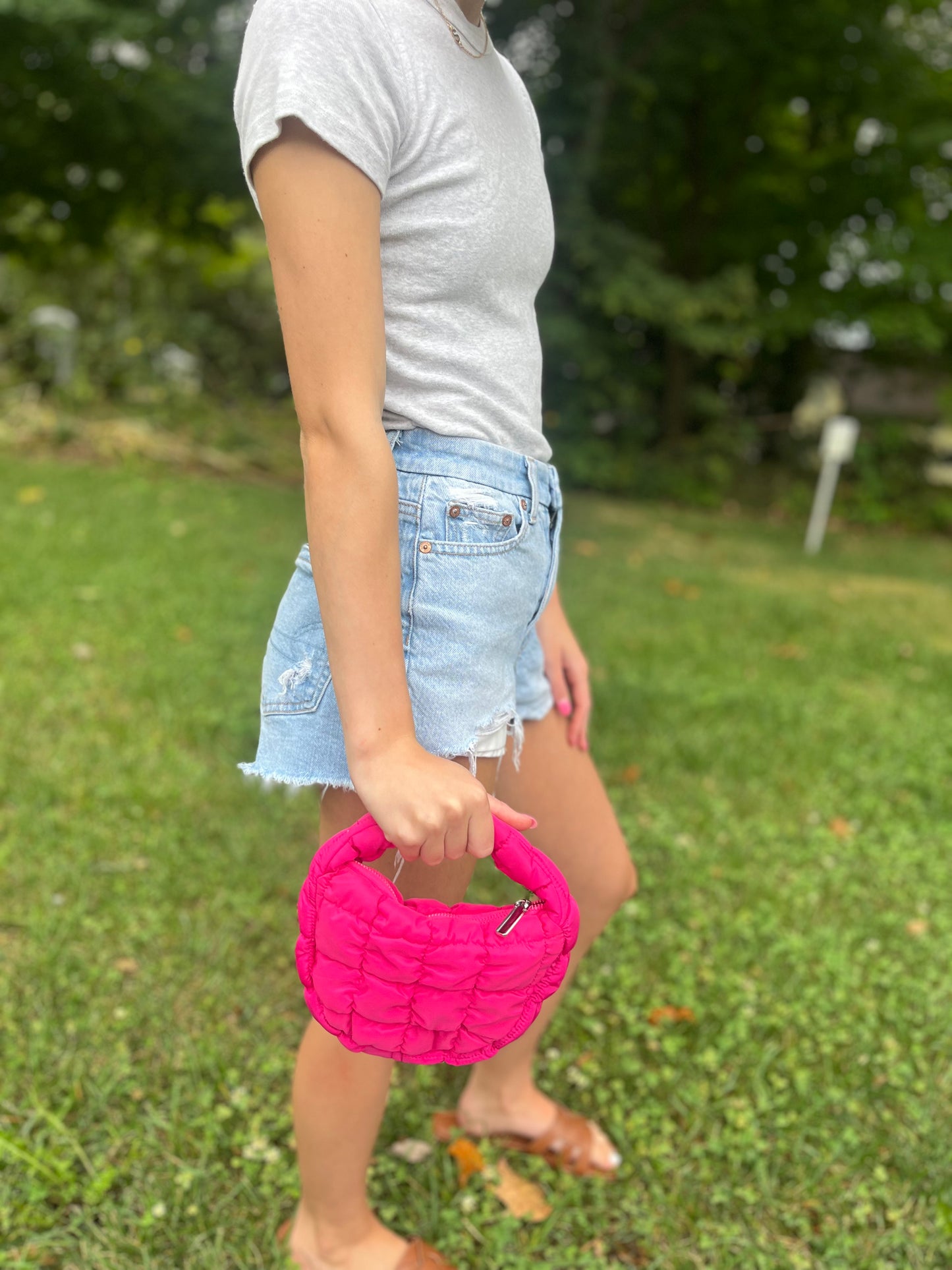 “Madison” bubble ruched clutch