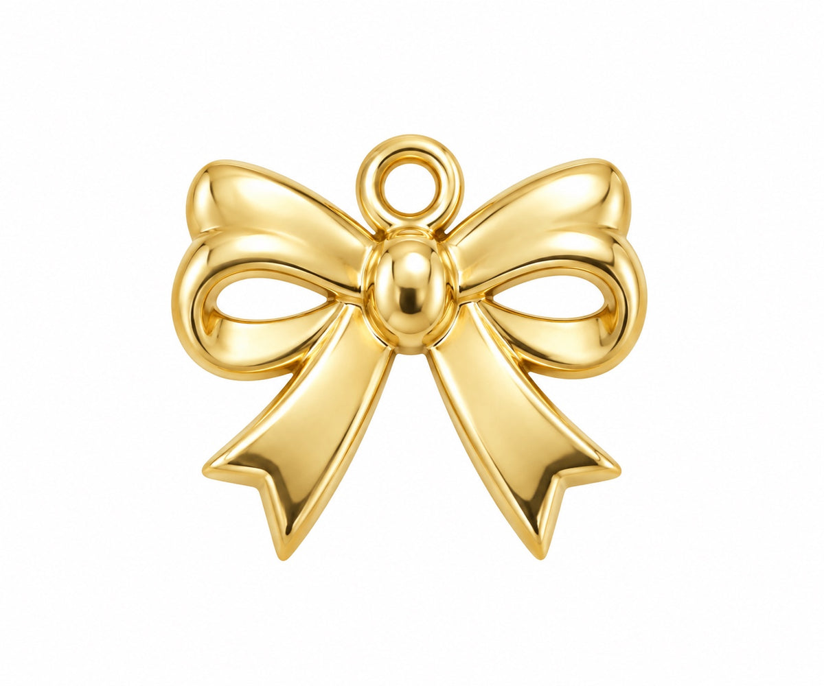 18k PVD gold plated stainless steel bow charm