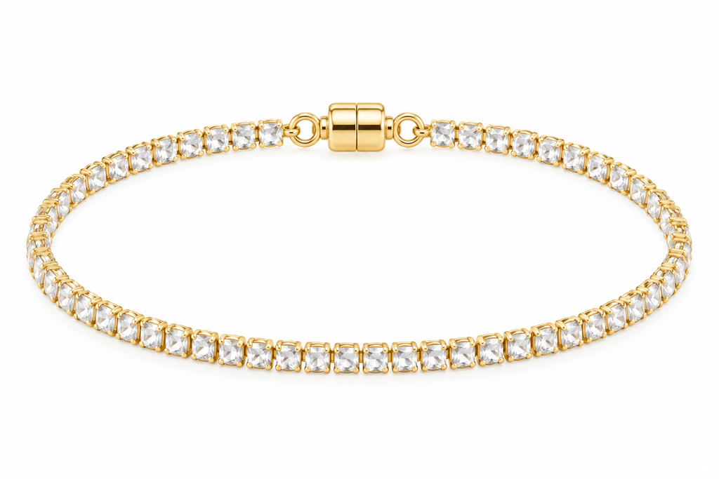 Crystal Tennis Bracelet with Magnetic Clasp
