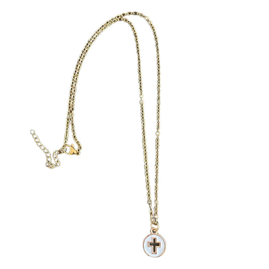 Cross circle charm necklace