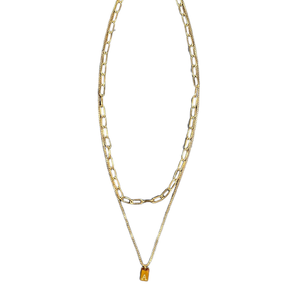 “Two Rivers” chain & long initial pendant