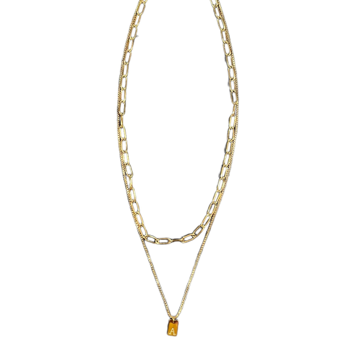 “Two Rivers” chain & long initial pendant