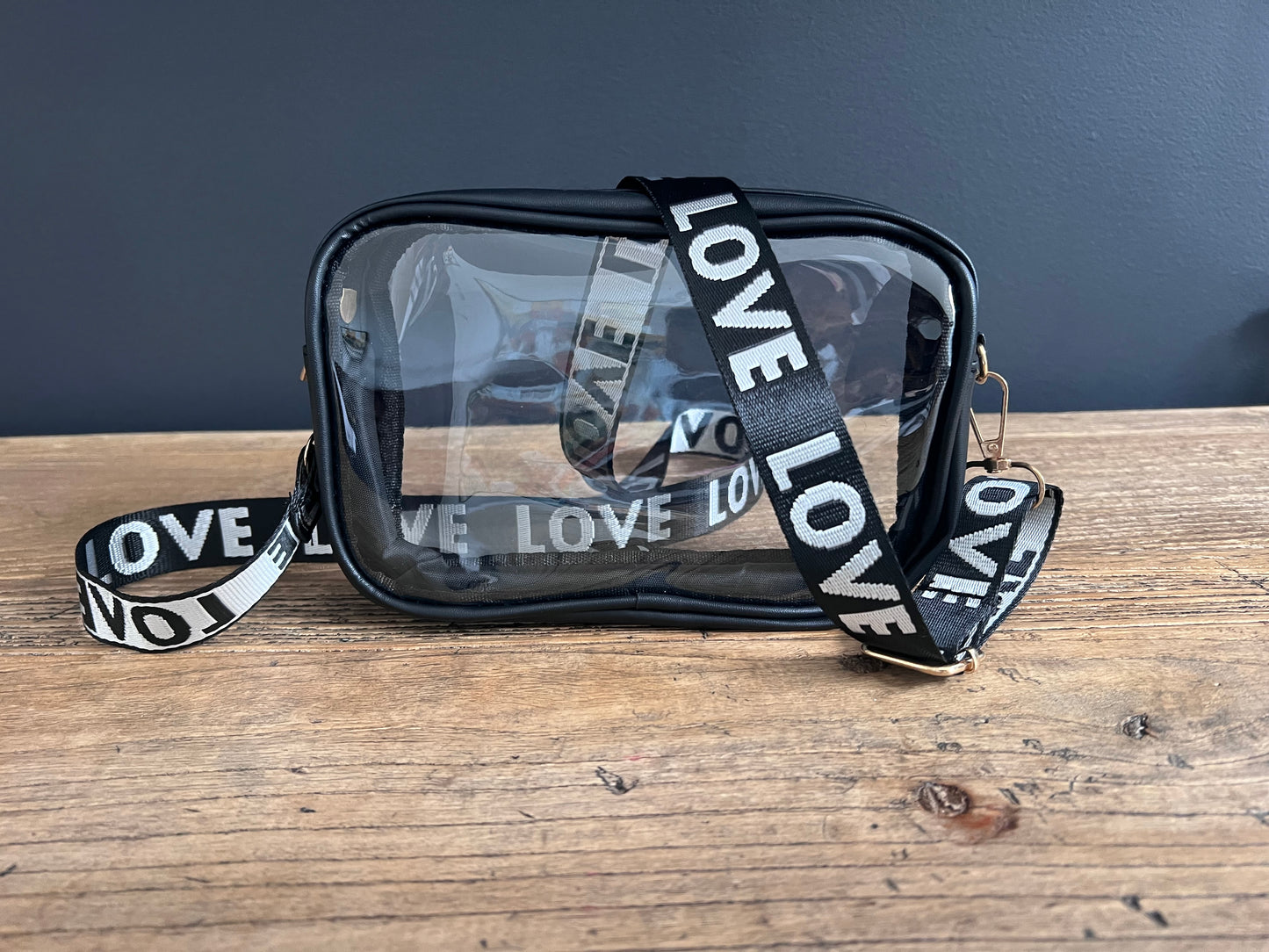 “Game Day” clear stadium crossbody + phone connector