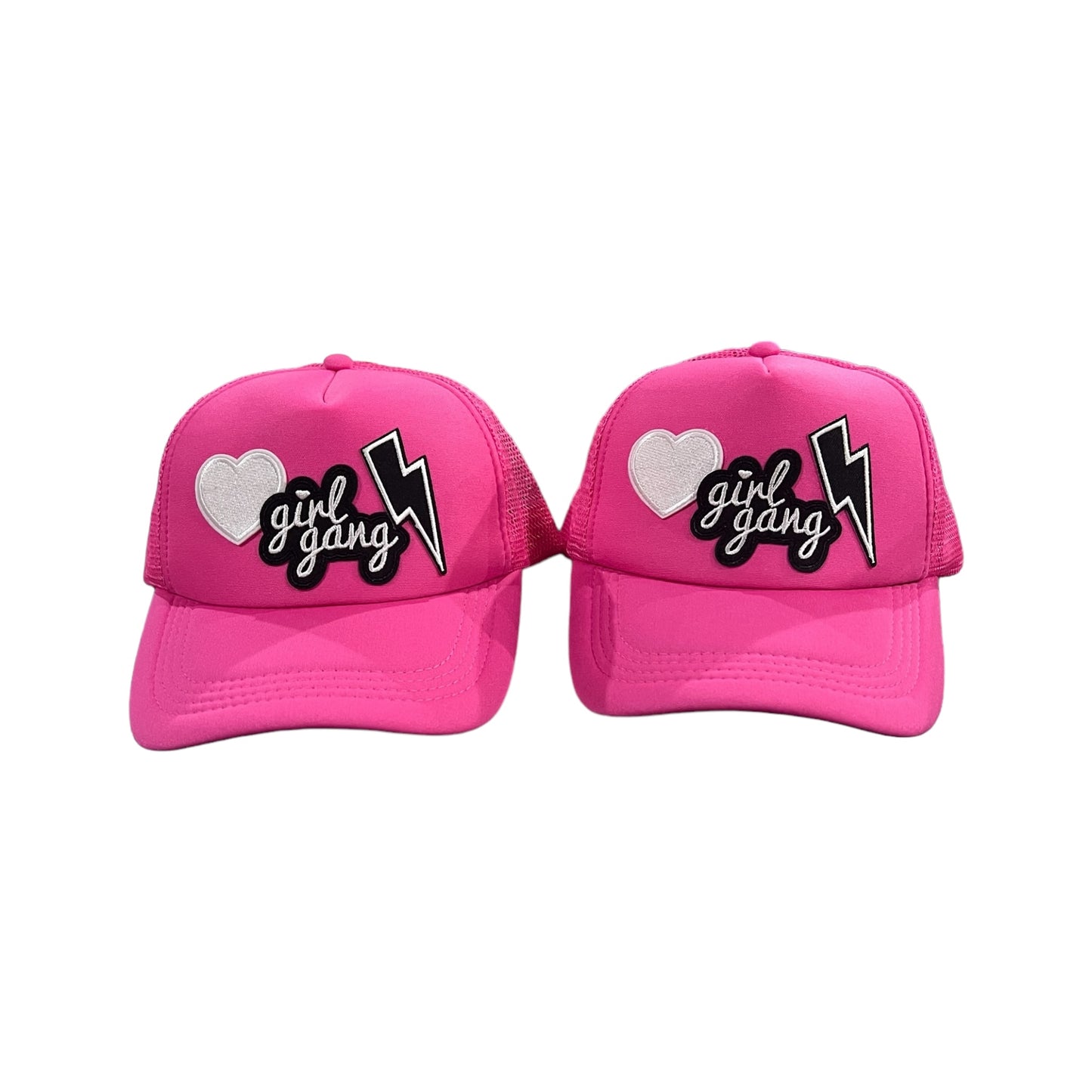 “Girl Gang” pink trucker duo (2 hats)