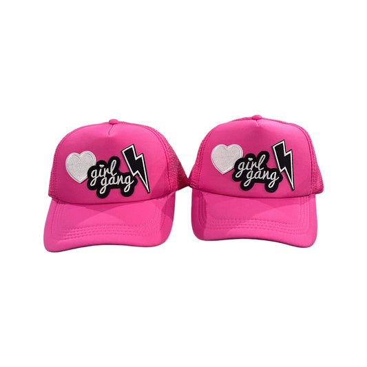 “Girl Gang” pink trucker duo (2 hats)