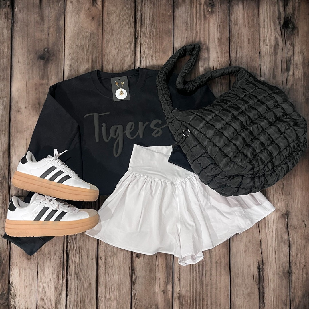 All Black Puff Print Sweatshirt