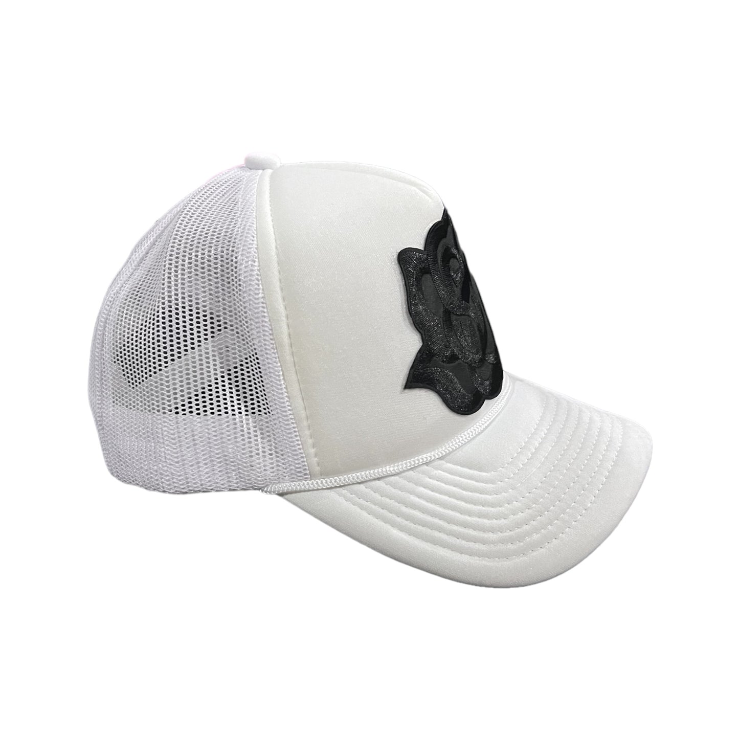 “Black Rose” white trucker hat