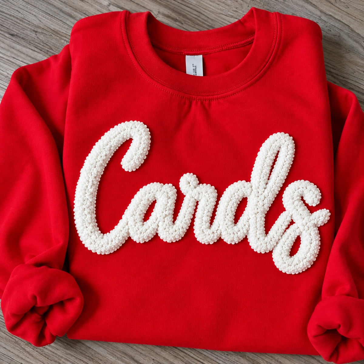 Red Cardinals chenille yarn sweatshirt
