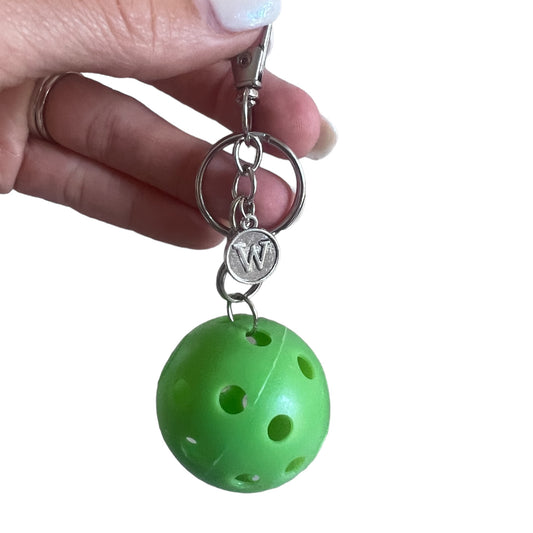 “Tiny Pickleball” keychain + initial