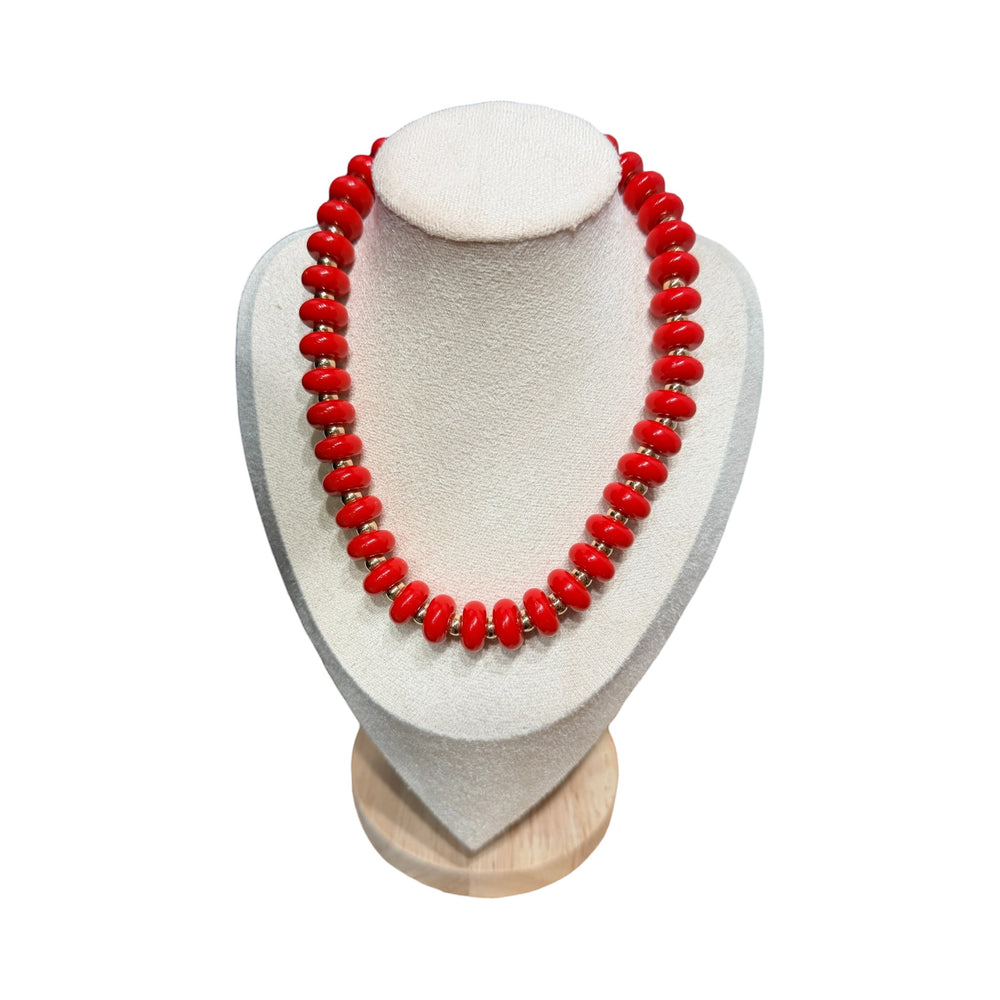 Red & Gold Beaded Necklace