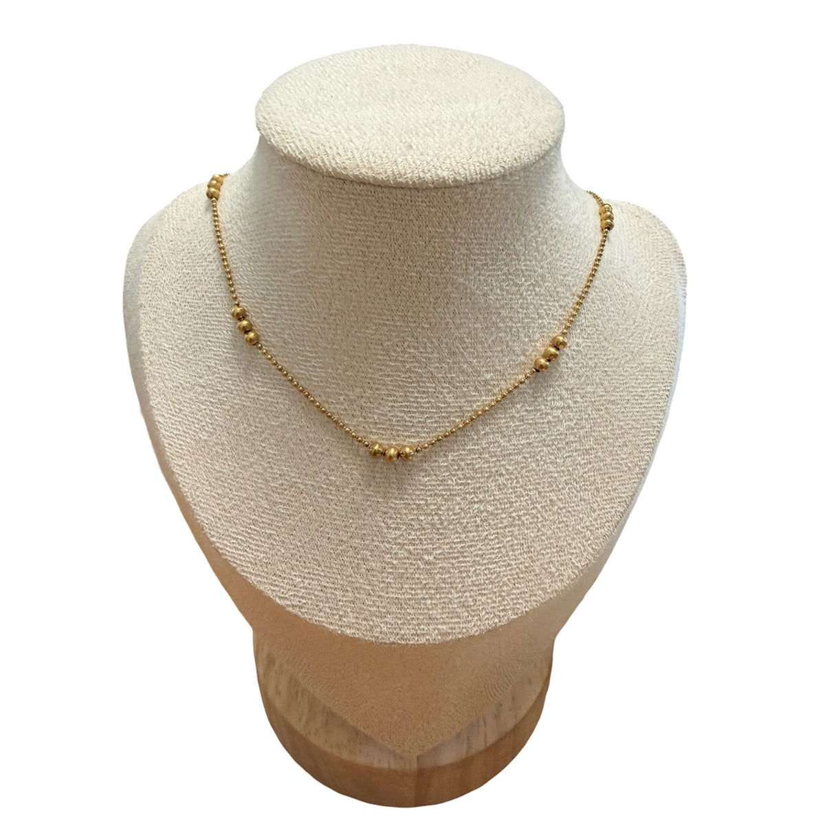 Golden Trio Layering Necklace with delicate gold bead clusters