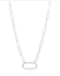 Stainless paperclip carabiner charm holder necklace