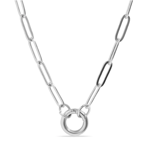 Stainless paperclip ring charm holder necklace