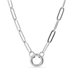 Stainless paperclip ring charm holder necklace