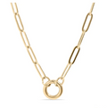 Gold paperclip ring charm holder necklace