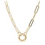 Gold paperclip ring charm holder necklace