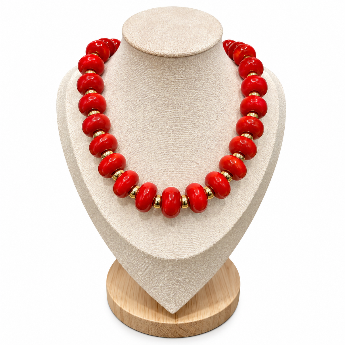 Golden Hour Beaded Necklace in Red and Gold