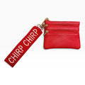 Chirp Chirp beaded wristlet with red wallet