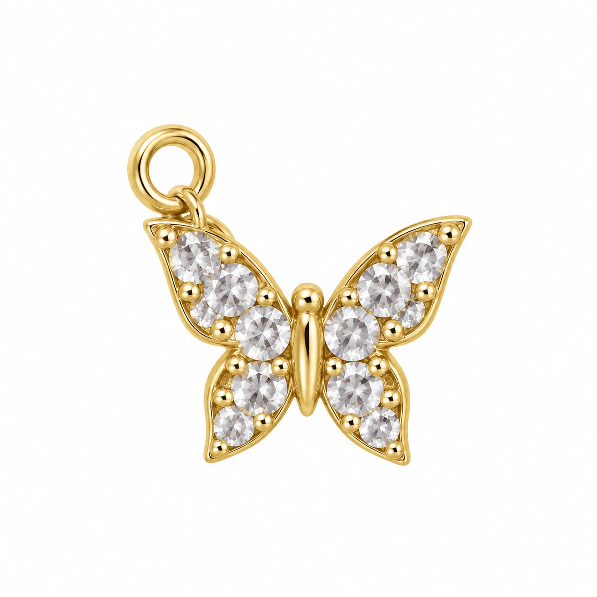 Crystal Butterfly Charm - Gold