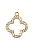 Gold-tone clover charm with clear crystal accents