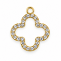 Crystal quatrefoil outline charm with polished gold-tone finish