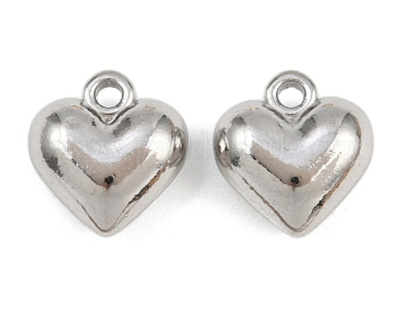 Natural Gemstone Heart Charm – Silver