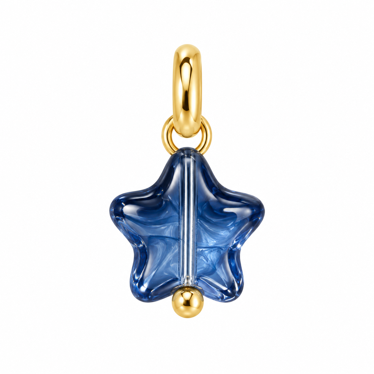 Glass Star Charm - Blue