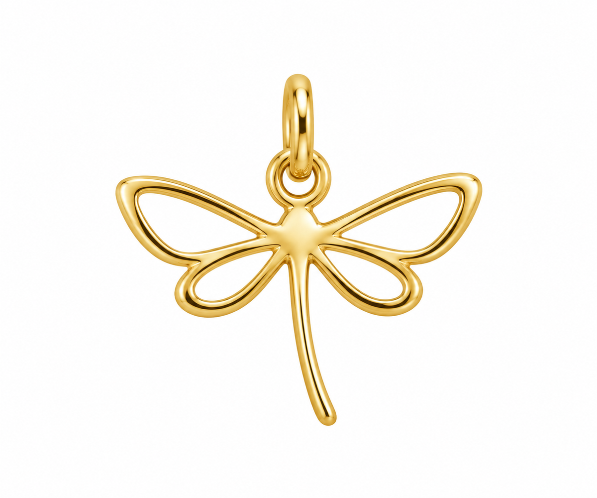 18k PVD gold plated stainless steel dragonfly charm