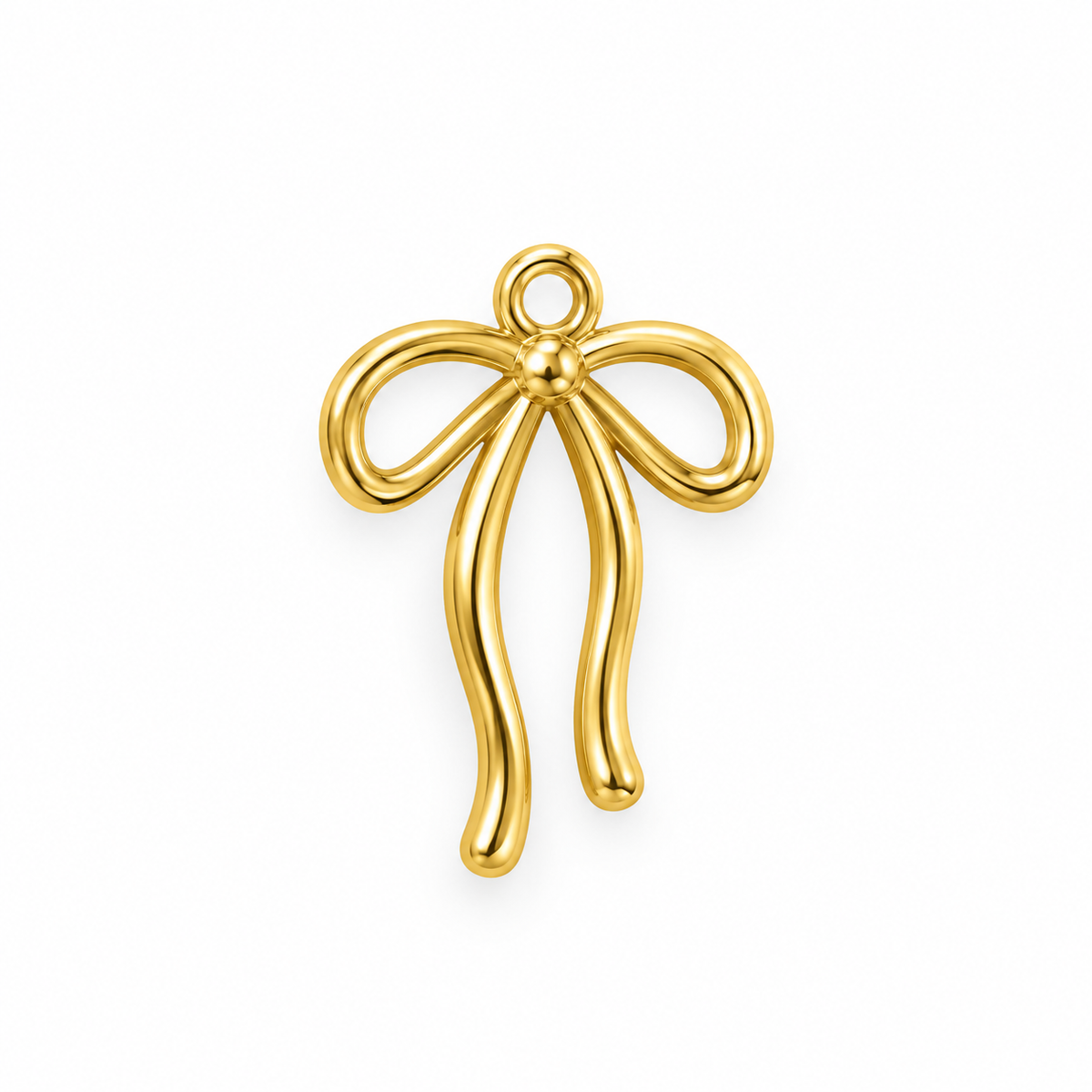 Polished gold-tone outline bow charm