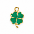 Green enamel four leaf clover charm with gold-tone finish