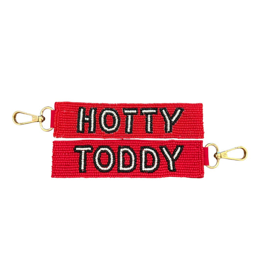 Hotty Toddy red beaded wristlet