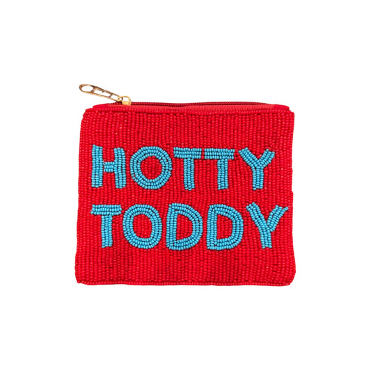 Hotty Toddy beaded coin purse with powder blue lettering