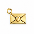 Love letter envelope charm with heart seal and polished gold-tone finish