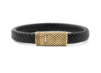 Men's Leather Metal Clasp Bracelet - gold