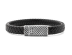 Men's Leather Metal Clasp Bracelet - stainless steel