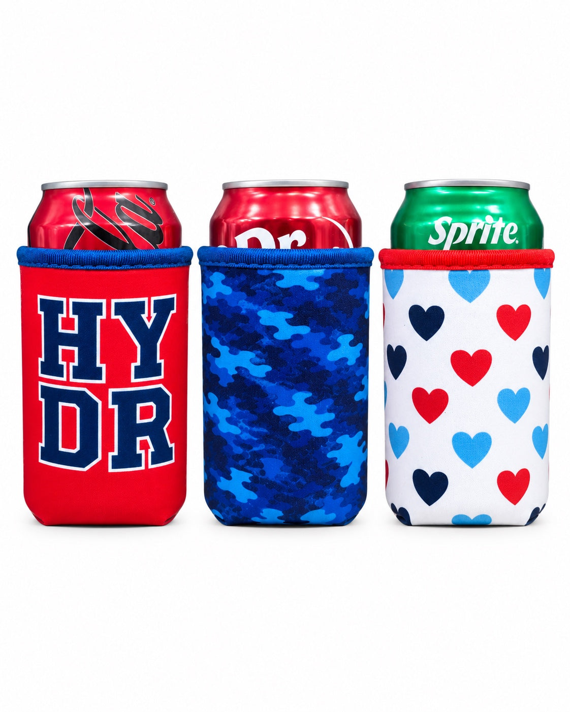 Three Ole Miss game day regular can sleeves