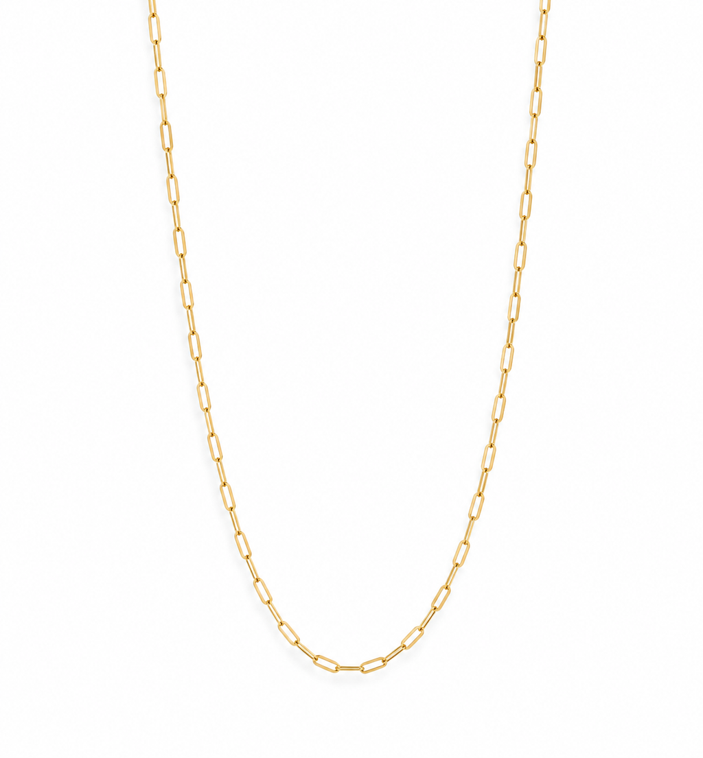 18K Gold PVD 2.5mm paperclip chain necklace