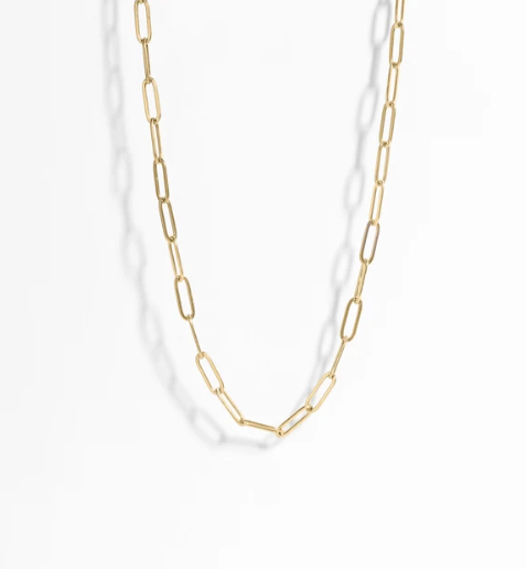 18K Gold PVD 4mm paperclip chain necklace