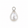 Pearl drop charm with polished silver-tone cap
