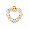 Pearl heart charm with polished gold-tone finish