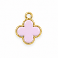 Pink enamel quatrefoil charm with gold-tone finish