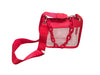 Red clear stadium bag with red chain and crossbody strap