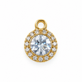 Round crystal halo charm with polished gold-tone finish
