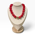 Ruby Crush red statement necklace with gold accent