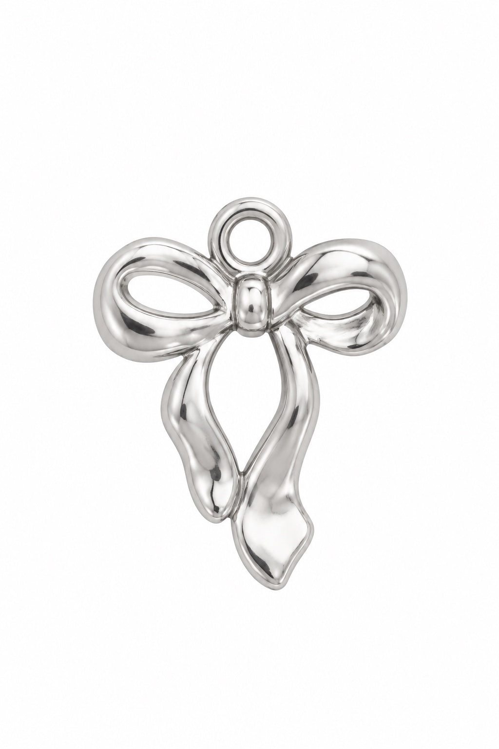 Stainless steel ribbon charm