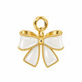 White Bow Charm - Gold