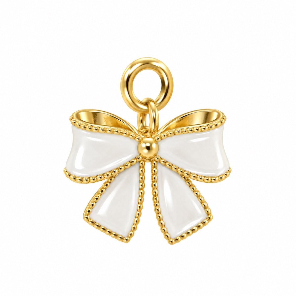 White Bow Charm - Gold
